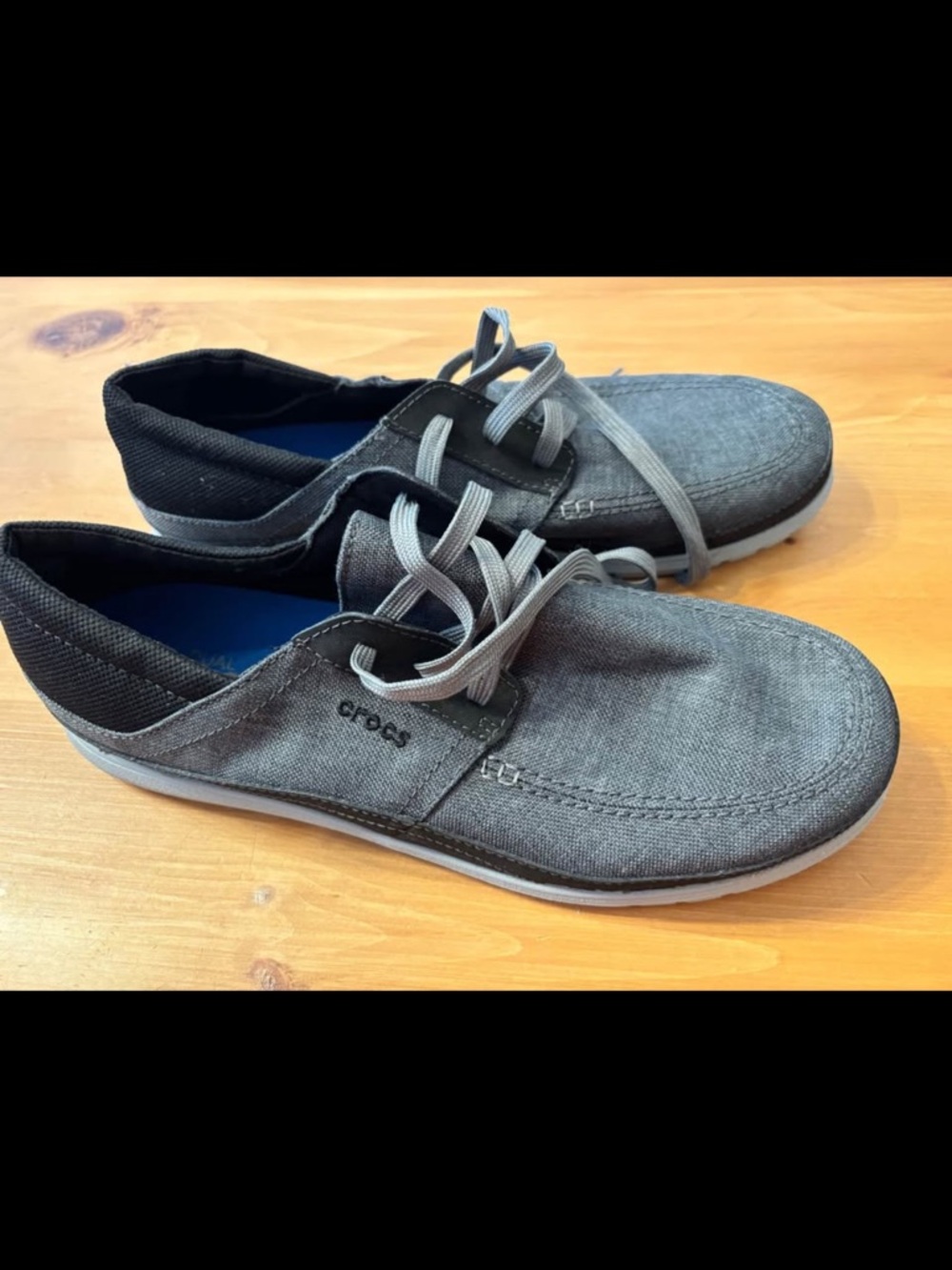 CROCS Men's Grey Canvas Slip-On Loafers with Laces
